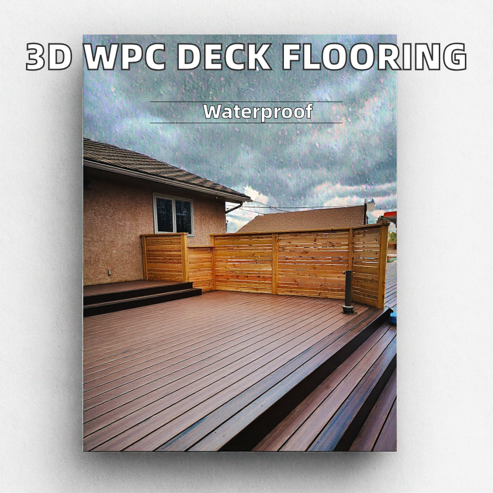 Customized 3D Embossed WPC Deck Double Sided Outdoor Wood Plastic Composite Flooring Waterproof for 